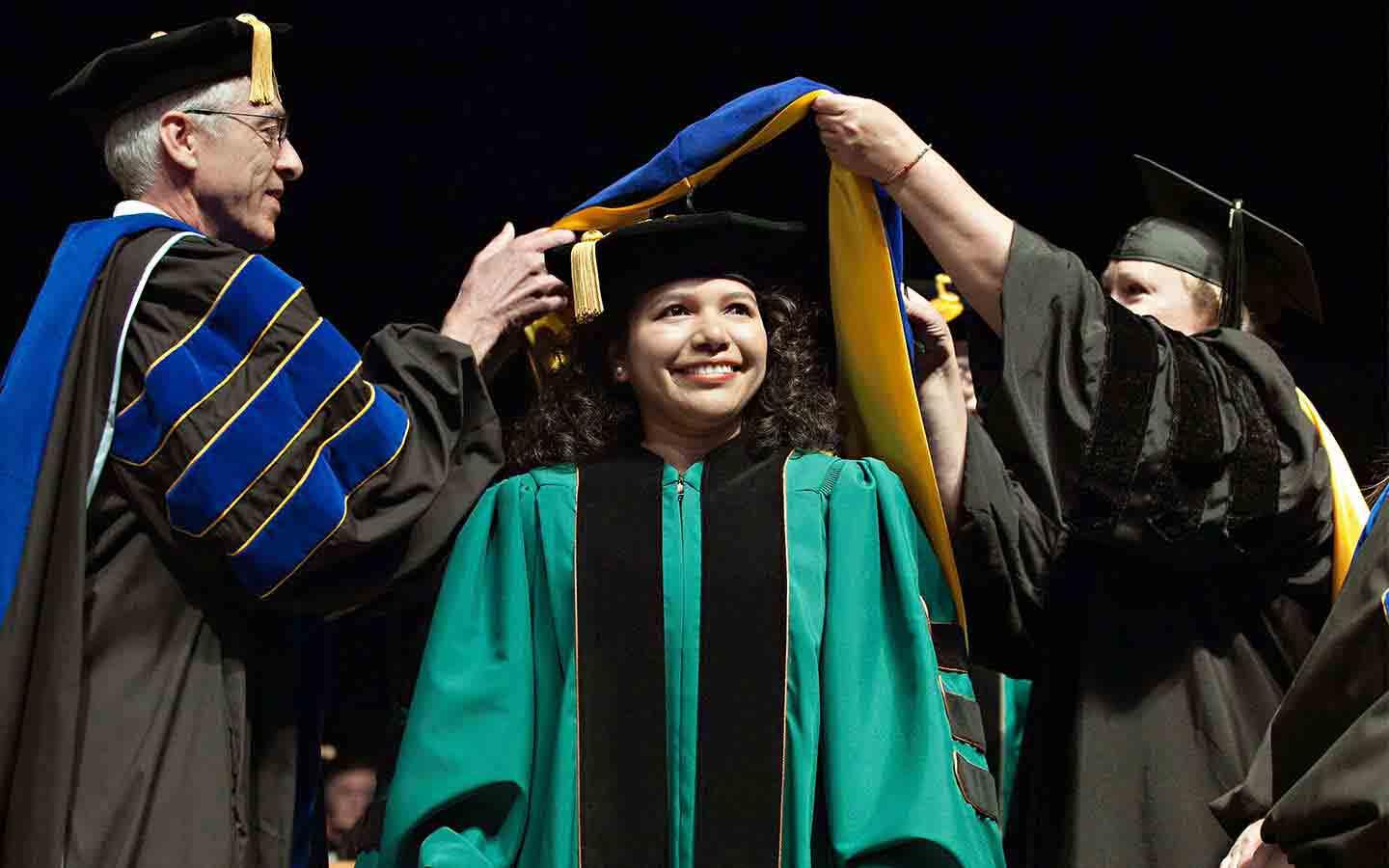 Student at commencement ceremony